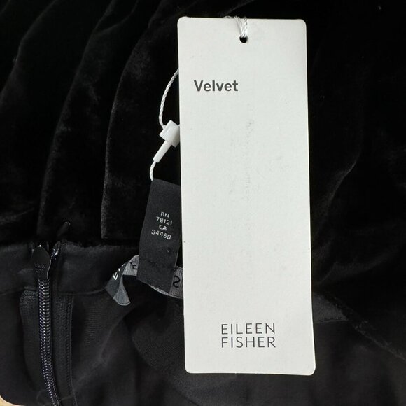 Eileen Fisher Velvet Tunic Dress Large Black Short Sleeve Roundneck NWT DR-1620 - Picture 9 of 12
